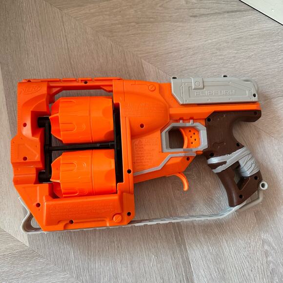 Nerf Zombie Strike Flipfury 2013 Hasbro I-3526B Orange Blaster Double Barrel - Picture 2 of 8